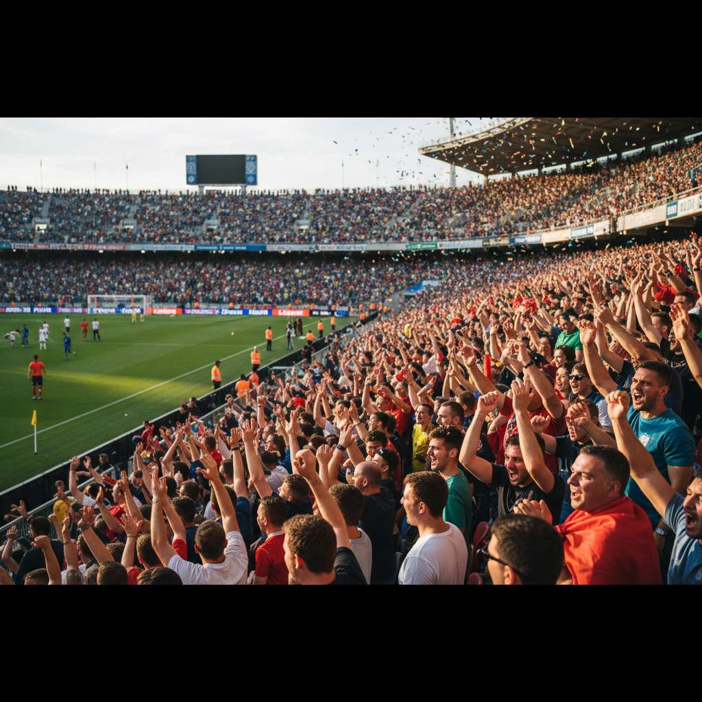 Crowd cheering for runners at the finish line