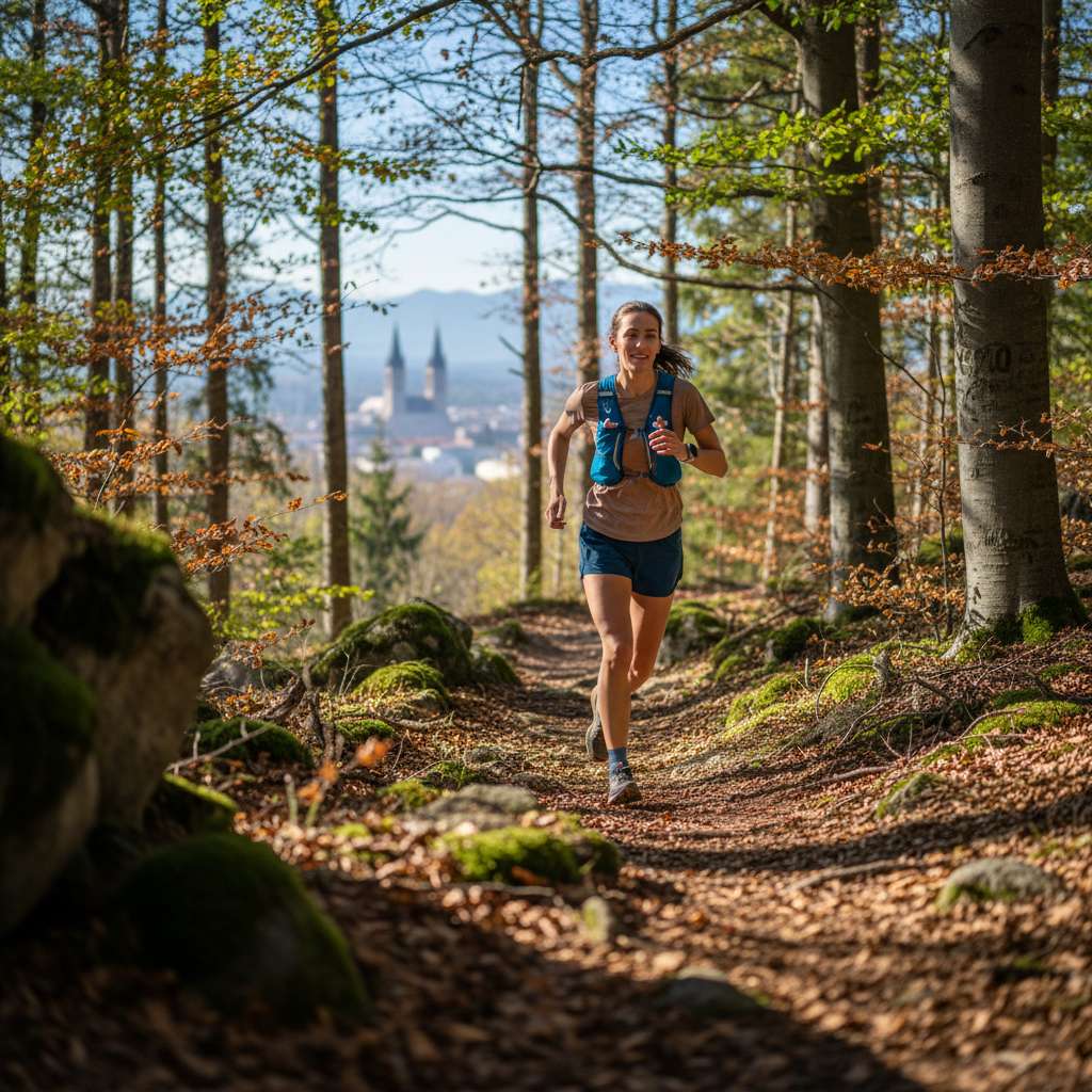 Runner on a forest trail near Munich